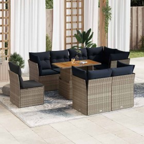 Set de sofás de jardín con cojines 9 pzas ratán sintético gris von , Gartensets - Ref: Foro24-3326945, Preis: 730,79 €, Rabat...