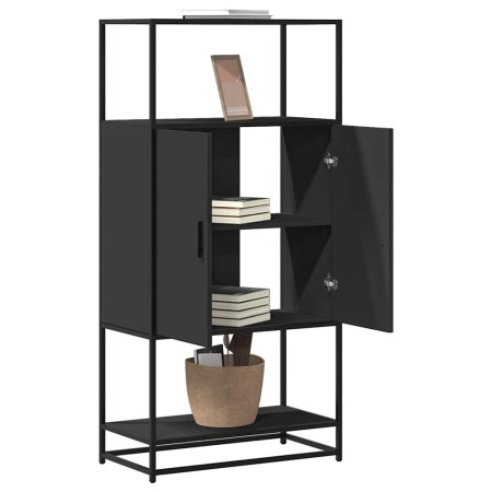 Aparador alto madera de ingeniería y metal negro 68x35x139 cm by , Sideboards - Ref: Foro24-849039, Price: 102,23 €, Discount: %