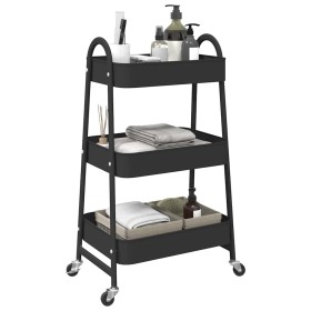 Carrito de almacenaje 3 niveles acero negro 42x41,5x77 cm de , Carretillas de carga - Ref: Foro24-4012381, Precio: 36,47 €, D...