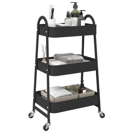 Carrito de almacenaje 3 niveles acero negro 42x41,5x77 cm by , Cargo forklifts - Ref: Foro24-4012381, Price: 36,47 €, Discoun...