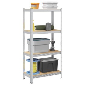 Estantería de acero y MDF 80x40x160 cm plateado von , Industrieregale - Ref: Foro24-4016932, Preis: 40,31 €, Rabatt: %