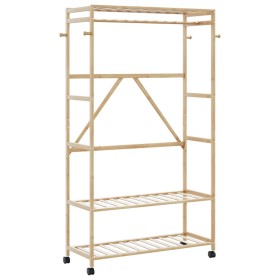 Perchero con estantes y ruedas 110x40x180 cm bambú von , Kommoden-Organizer und Bar-Kleiderbügel - Ref: Foro24-4008923, Preis...