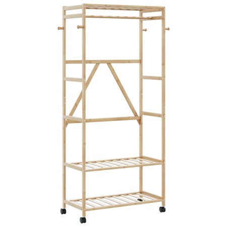 Perchero con estantes y ruedas 90x40x179,5 cm bambú by , Dresser Organizers and Bar Hangers - Ref: Foro24-4008921, Price: 71,...