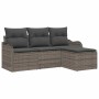 Conjunto de sofá de jardín con cojín 4 pcs Gris Poliratán