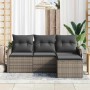 Conjunto de sofá de jardín con cojín 4 pcs Gris Poliratán
