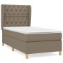 Cama box spring con colchón tela gris taupe 80x200 cm