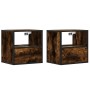 Mesitas de noche pared 2 uds color roble ahumado 40x31x39,5 cm by , Nightstands - Ref: Foro24-848739, Price: 68,04 €, Discoun...