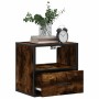 Mesitas de noche pared 2 uds color roble ahumado 40x31x39,5 cm by , Nightstands - Ref: Foro24-848739, Price: 68,04 €, Discoun...