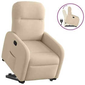 Sillón reclinable elevable de tela color crema by , Armchairs - Ref: Foro24-3302980, Price: 265,49 €, Discount: %