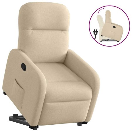 Sillón reclinable elevable de tela color crema by , Armchairs - Ref: Foro24-3302980, Price: 265,49 €, Discount: %