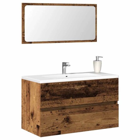 Mueble de baño con espejo de madera antigua madera ingeniería von , Badezimmermöbel - Ref: Foro24-856377, Preis: 88,74 €, Rab...