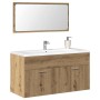Mueble de baño con espejo de madera ingeniería roble artesanal