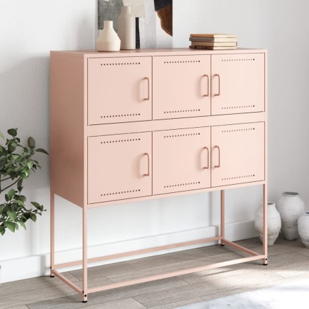 Aparador de acero laminado en frío rosa 100,5x39x107 cm by , Sideboards - Ref: Foro24-846597, Price: 109,11 €, Discount: %