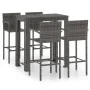 Set muebles bar jardín 5 pzas ratán sintético reposabrazos gris de vidaXL, Conjuntos de jardín - Ref: Foro24-3064812, Precio:...