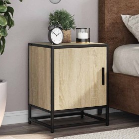 Mesita de noche madera ingeniería roble sonoma 40x31x50cm metal by , Nightstands - Ref: Foro24-848711, Price: 36,92 €, Discou...