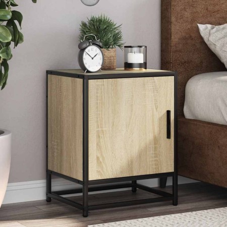 Mesita de noche madera ingeniería roble sonoma 40x31x50cm metal by , Nightstands - Ref: Foro24-848711, Price: 36,92 €, Discou...