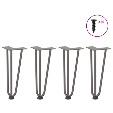 Patas mesa tipo horquilla 4 uds acero macizo acero natural 30cm by , Table legs - Ref: Foro24-4012439, Price: 49,89 €, Discou...