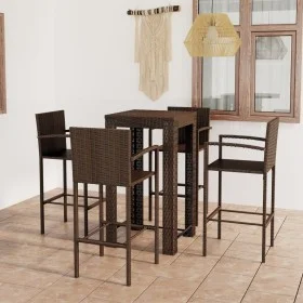 Muebles de bar de jardín 5 pzas ratán PE reposabrazos marrón by vidaXL, Garden sets - Ref: Foro24-3064807, Price: 340,26 €, D...