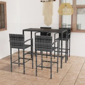 Garden table and high stools 5 pieces gray synthetic rattan by vidaXL, Garden sets - Ref: Foro24-3064844, Price: 343,85 €, Di...