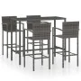 Garden table and high stools 5 pieces gray synthetic rattan by vidaXL, Garden sets - Ref: Foro24-3064844, Price: 343,85 €, Di...