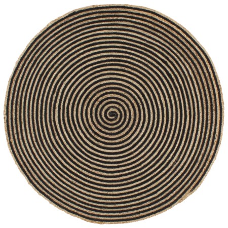 Alfombra de yute tejida a mano diseño espiral negro 120 cm by , Rugs - Ref: Foro24-133720, Price: 51,90 €, Discount: %