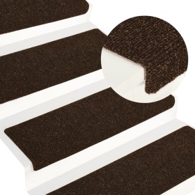 Stair tread mat 15 units brown punched fabric 65x21x4cm by vidaXL, Stair mats - Ref: Foro24-326188, Price: 48,23 €, Discount: %