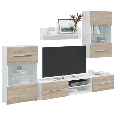 Muebles de TV 5 piezas con iluminación LED roble sonoma von , TV-Möbel - Ref: Foro24-3324231, Preis: 478,22 €, Rabatt: %