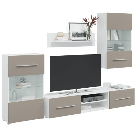 Muebles para TV 5 piezas con iluminación LED gris piedra by , TV Furniture - Ref: Foro24-3324233, Price: 320,40 €, Discount: %