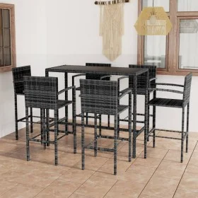 Tisch und hohe Gartenhocker 3-teilig aus grauem synthetischem Rattan von vidaXL, Gartensets - Ref: Foro24-3064847, Preis: 464...