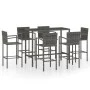 Mesa y taburetes altos jardín 3 piezas ratán sintético gris de vidaXL, Conjuntos de jardín - Ref: Foro24-3064847, Precio: 485...