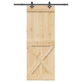 Puerta corredera con herrajes madera maciza de pino 85x210 cm von , Türen - Ref: Foro24-3332774, Preis: 193,03 €, Rabatt: %