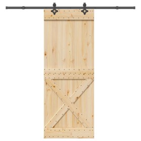 Puerta corredera con herrajes madera maciza de pino 90x210 cm von , Türen - Ref: Foro24-3332781, Preis: 216,59 €, Rabatt: %