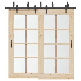 Kit de herrajes para puertas correderas acero negro 213,5 cm von , Türartikel - Ref: Foro24-3295726, Preis: 167,06 €, Rabatt: %