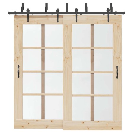 Kit de herrajes para puertas correderas acero negro 213,5 cm von , Türartikel - Ref: Foro24-3295726, Preis: 167,06 €, Rabatt: %