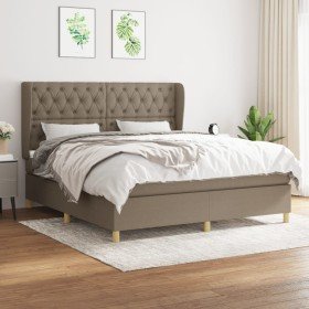 Cama box spring con colchón tela gris taupe 160x200 cm en Camas y somieres | Comprar online en Foro24