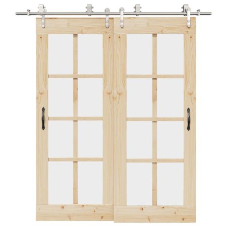 Kit de herrajes para puerta corredera 200 cm acero plateado von , Türartikel - Ref: Foro24-3295766, Preis: 230,02 €, Rabatt: %