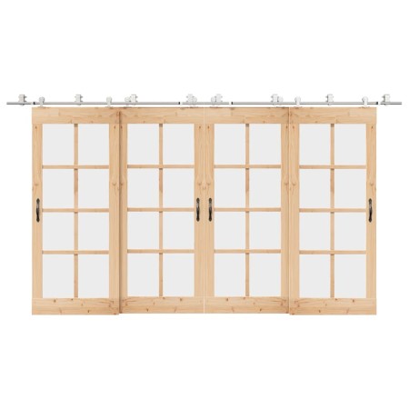 Kit de herrajes para puerta corredera 400 cm acero plateado de , Artículos para puertas - Ref: Foro24-3295772, Precio: 370,67...