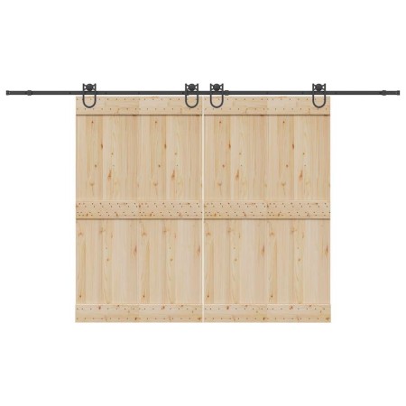Kit de herrajes para puertas correderas acero negro 366 cm