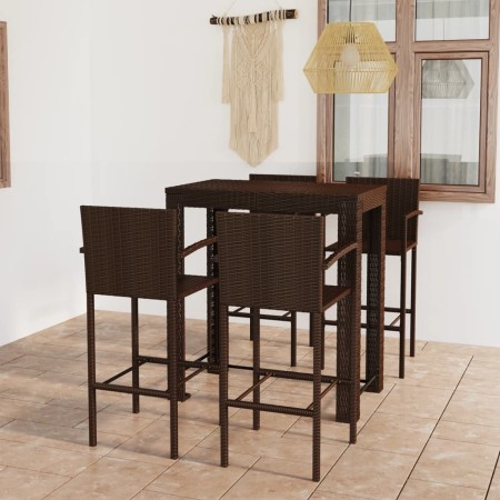 Garten-Barmöbel 5-tlg. PE-Rattan-Armlehne braun von vidaXL, Gartensets - Ref: Foro24-3064810, Preis: 353,38 €, Rabatt: %