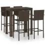 Muebles de bar de jardín 5 pzas ratán PE reposabrazos marrón de vidaXL, Conjuntos de jardín - Ref: Foro24-3064810, Precio: 34...
