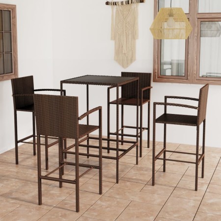 Gartenbar-Set, 5-teilig, mit braunen Polyrattan-Kissen. von vidaXL, Gartensets - Ref: Foro24-3064839, Preis: 315,42 €, Rabatt: %