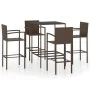Set de bar de jardín 5 piezas y cojines ratán sintético marrón by vidaXL, Garden sets - Ref: Foro24-3064839, Price: 311,26 €,...