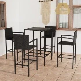Garden table and high stools and cushions 5 pcs black PE rattan by vidaXL, Garden sets - Ref: Foro24-3064840, Price: 321,91 €...