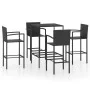 Mesa y taburetes altos jardín y cojines 5 pzas ratán PE negro de vidaXL, Conjuntos de jardín - Ref: Foro24-3064840, Precio: 3...