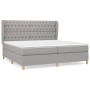 Cama box spring con colchón tela gris claro 200x200 cm