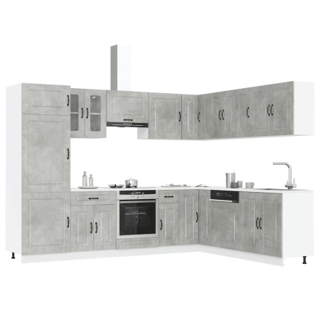 Mueble cocina Kalmar gris hormigón 14 pzas madera contrachapada by , Kitchen cabinets - Ref: Foro24-3314975, Price: 1,00 €, D...