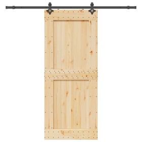 Puerta corredera con herrajes madera maciza de pino 95x210 cm by , Doors - Ref: Foro24-3332734, Price: 211,07 €, Discount: %
