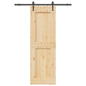 Puerta corredera con herrajes madera maciza de pino 70x210 cm by , Doors - Ref: Foro24-3332736, Price: 164,15 €, Discount: %