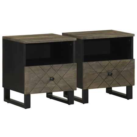 Mesitas de noche 2 uds madera maciza de mango negro 40x33x46 cm by , Nightstands - Ref: Foro24-4017691, Price: 112,09 €, Disc...