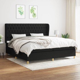 Cama box spring con colchón tela negro 200x200 cm Cama box spring con colchón tela negro 200x200 cm